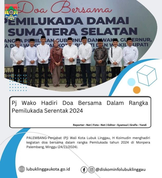 Pj Wako Hadiri Doa Bersama Pemilukada Serentak 2024 di Palembang